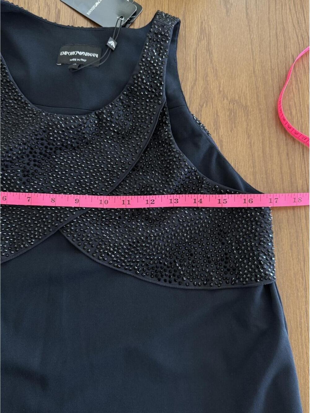 Emporio‎ Armani Navy Black Embellished Rhinestone Sleeveless Top Size IT 42/US 6 - Picture 5 of 8